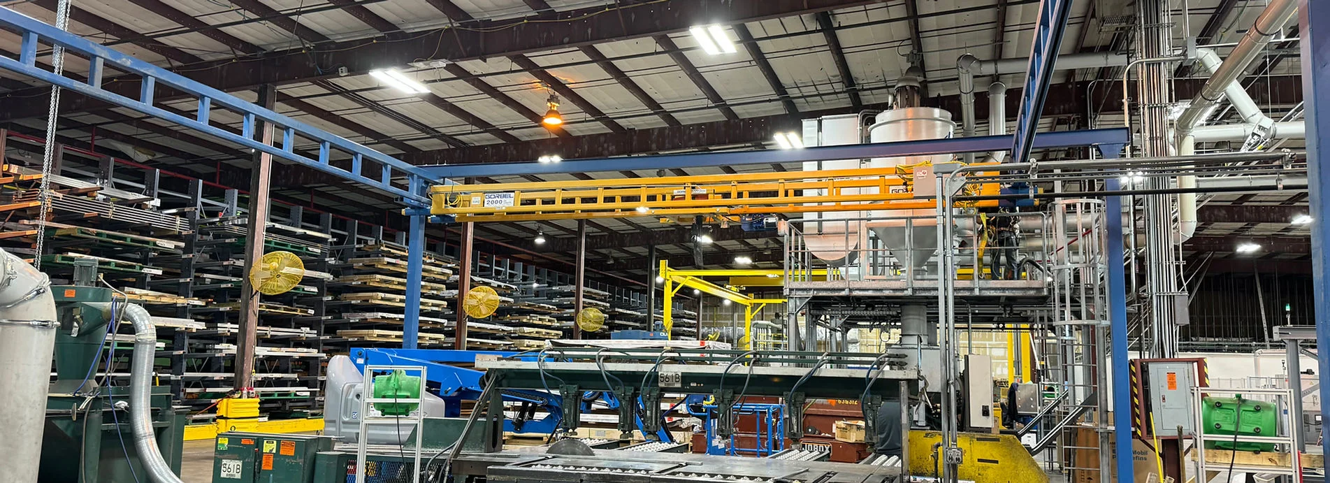 small overhead crane in a factory